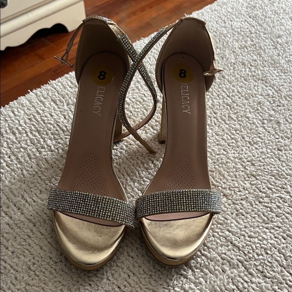 Ellie Gold and Silver Strappy Heels